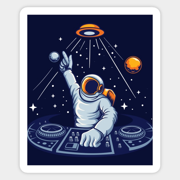 Astronaut DJ Spinning in Outer Space Sticker by SLAG_Creative